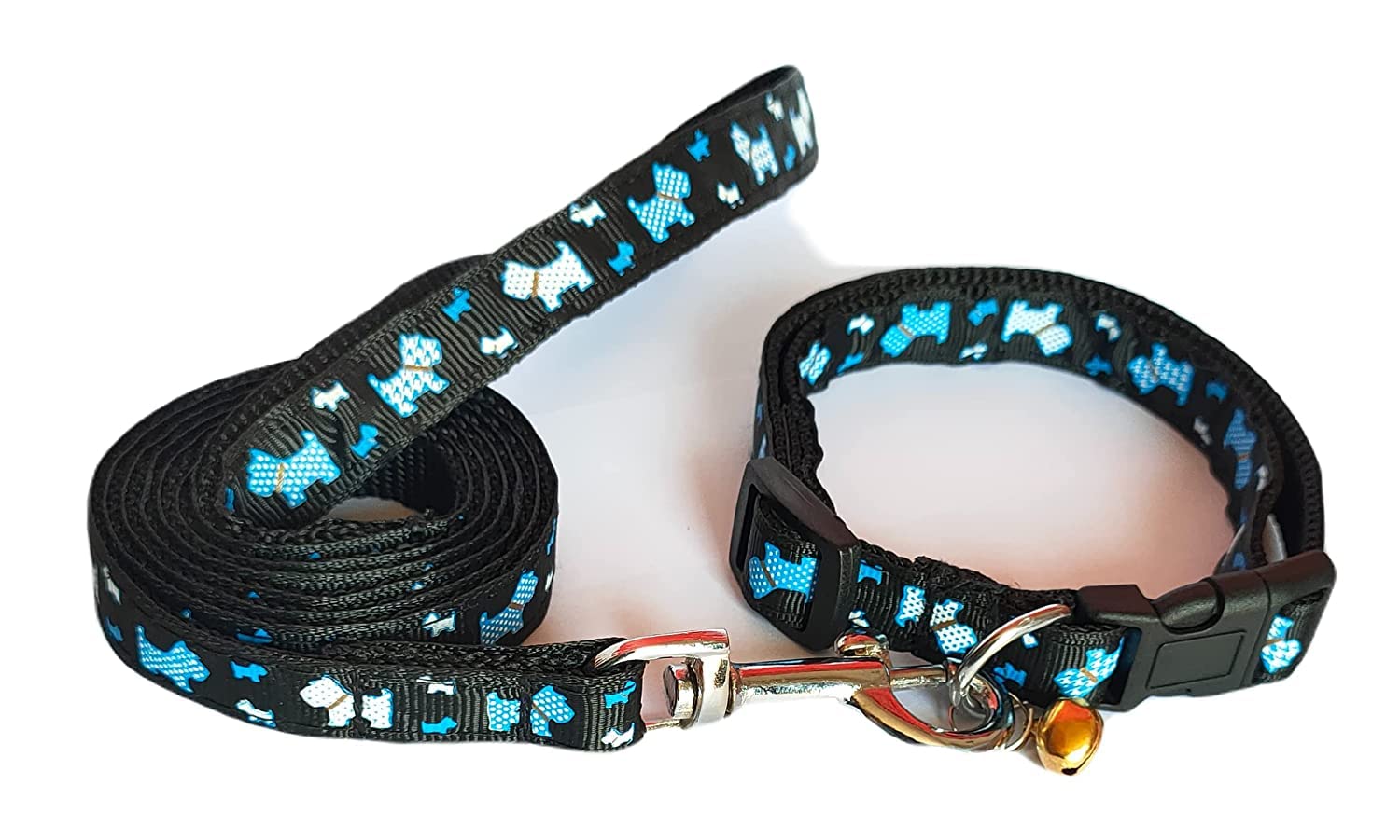 PSK PET MART Dog Collar and Leash Set Puppy Printed, Adjustable Nylon Collar with Leash for Cat and Small Dogs, Quick Release and Breathable Collar Set for Puppies, Dog & Cat 10 MM (Black) (B0B29GY5RG) Amazon Price History, Amazon Price Tracker