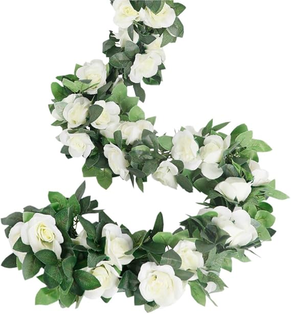 LESING Rose Garlands Artificial Rose Vines ,4PCS(28.8FT
