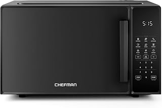 Chefman 1.1 Cu Ft Countertop Microwave 1000W: 10 Power Levels, 6 Presets, Child Lock, Mute Button - Black