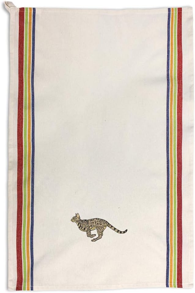 Style In Print Custom Decor Kitchen Towels Bengal Cat B Pets Cats Cleaning Supplies Dish Towels Red Stripe Design Only