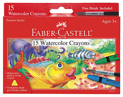 Faber-Castell Watercolor Crayons with Brush, 15 Colors - Premium Quality Art Supplies for Kids #1