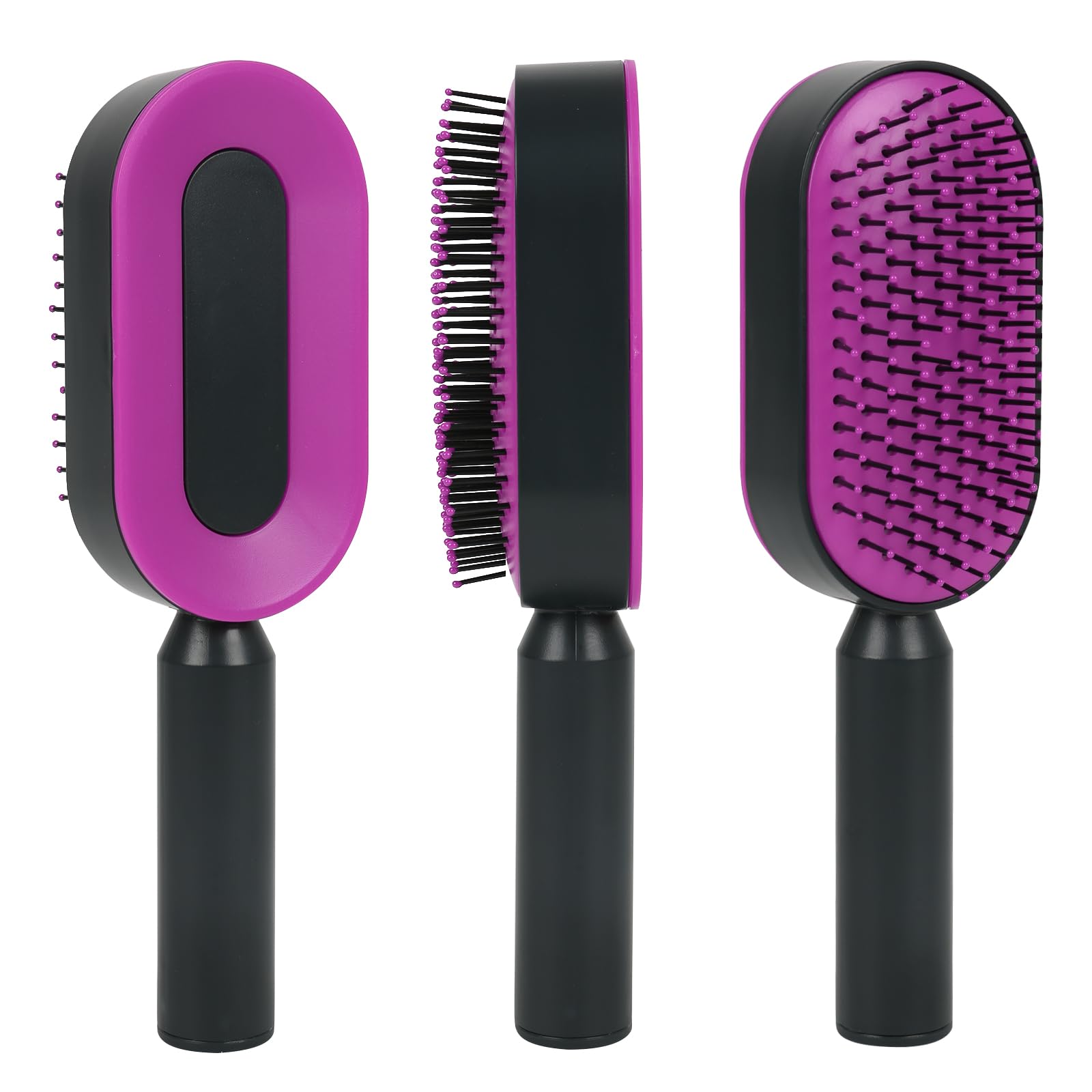 Kyaoayo Self Cleaning Hair Brush for Women Men & Children, Soft Massage Bristle Paddle Brush, Airbag Massage Comb