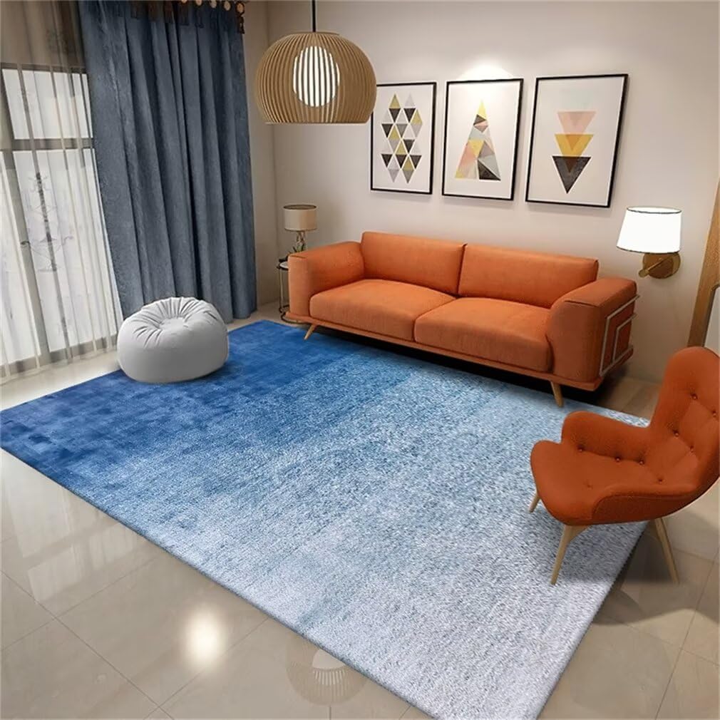 Tapis de salon doux bleu 120x160cm pour réchauffer la chambre ado