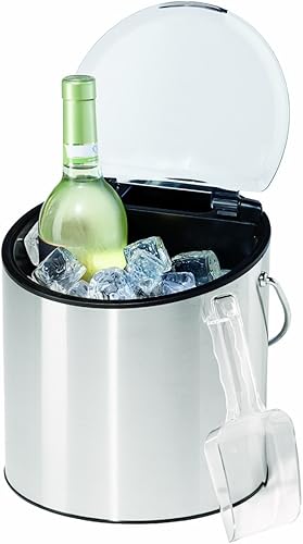 Miniatura 4 de OGGI Cubo para vino y hielo cubo de hielo con tapa y cuchara de hielo, cubo enfriador de vino, enfriador de vino de mesa con capacidad para 2