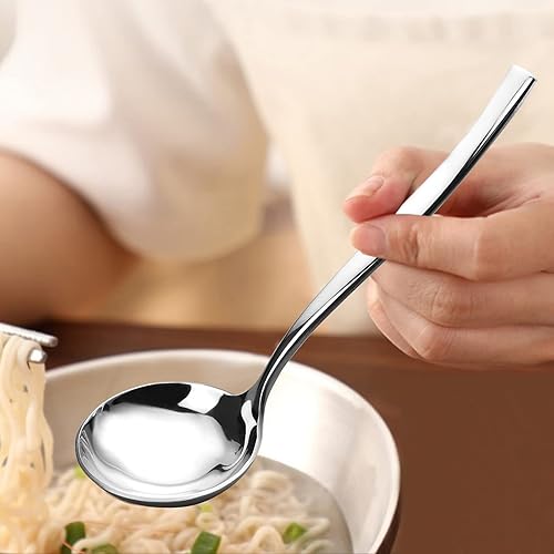 Miniatura 8 de Pekky Cuchara pequeña para sopa, cucharón de acero inoxidable, 4 piezas