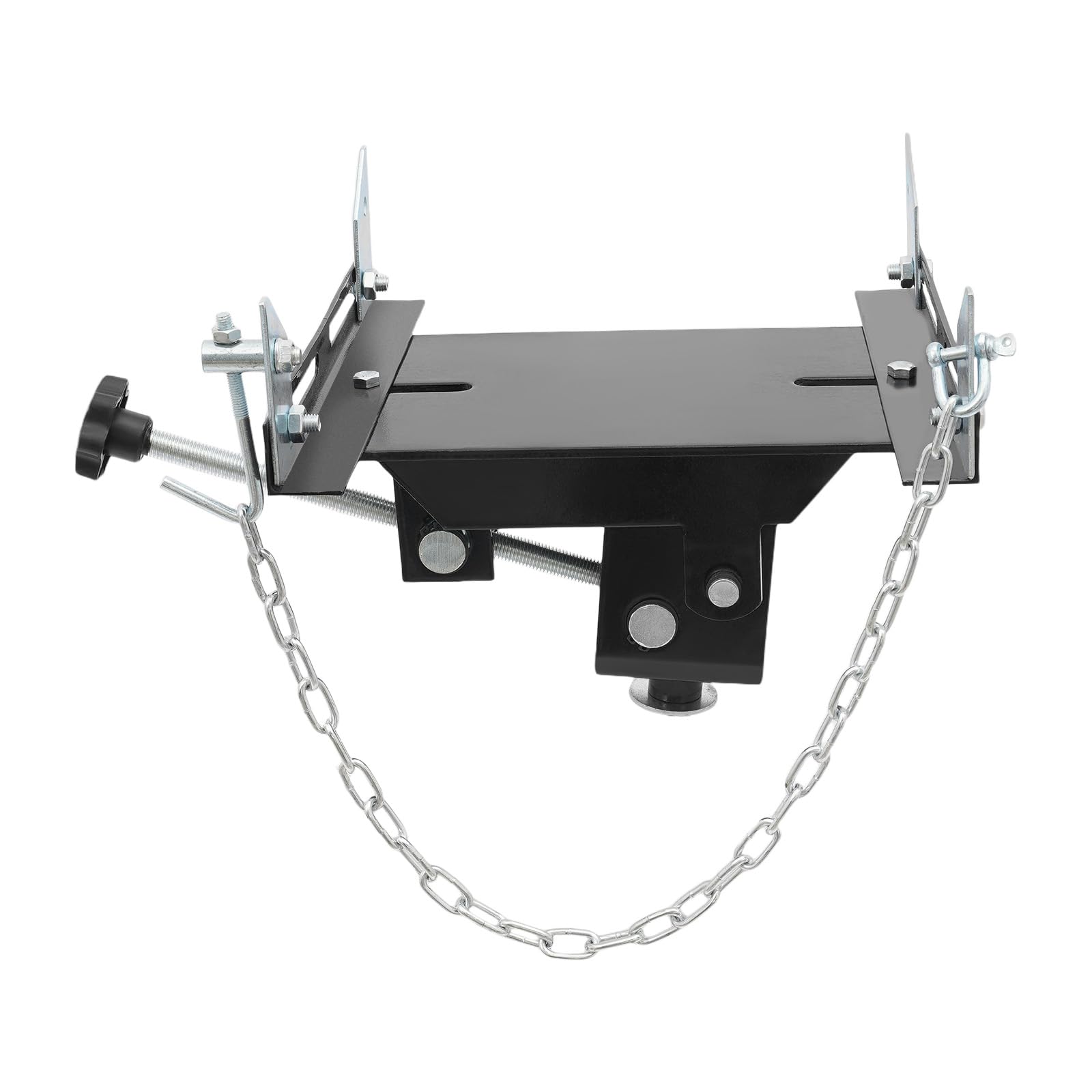 Adaptador negro para gato de transmisión, apto para la conversión de gatos hidráulicos con cadena de seguridad, adaptador ajustable para gato de transmisión 34 x 33 cm