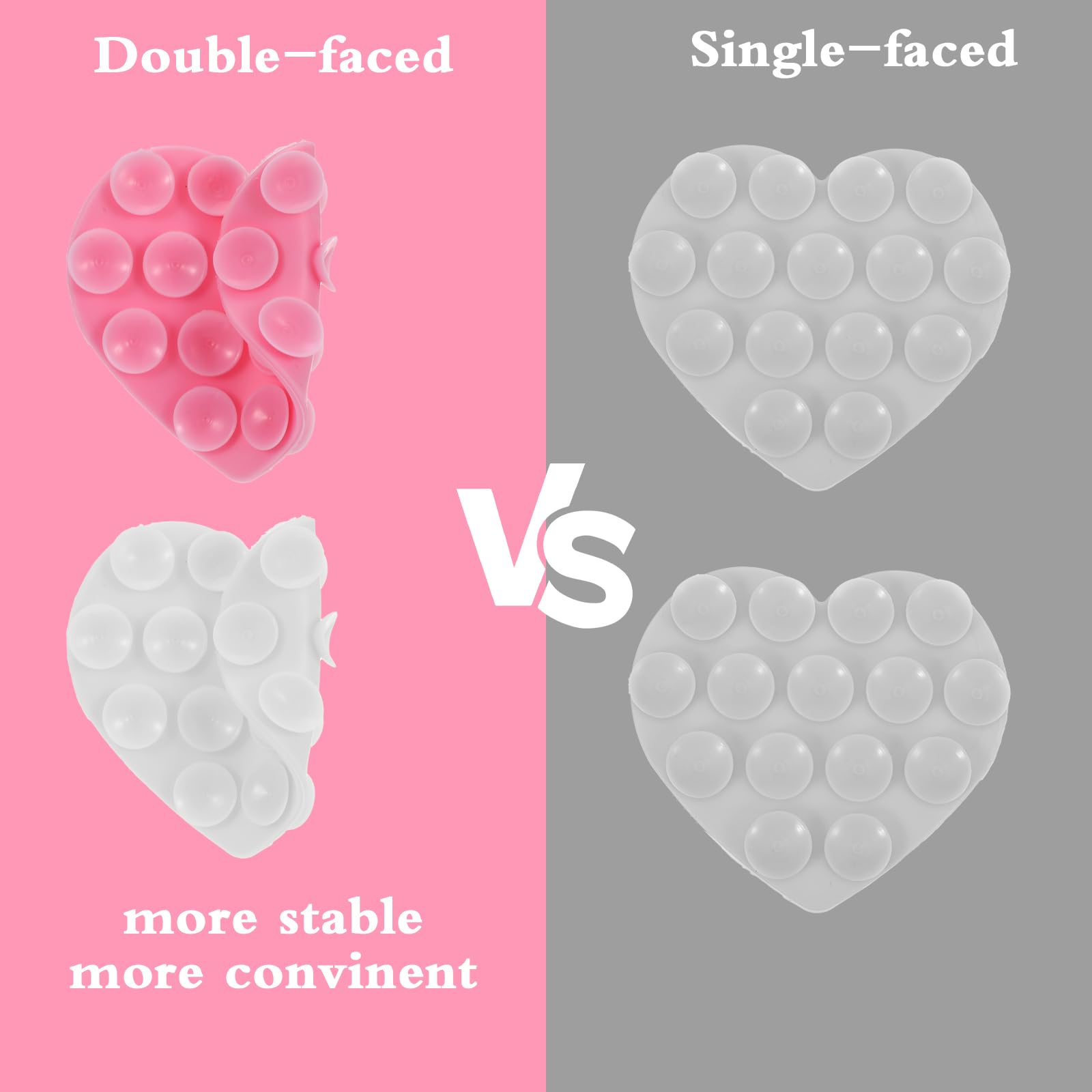 2 Ventose A Cuore Per Telefono - Silicone, Doppia Adesione, Rosa E Bianco - Foto 5