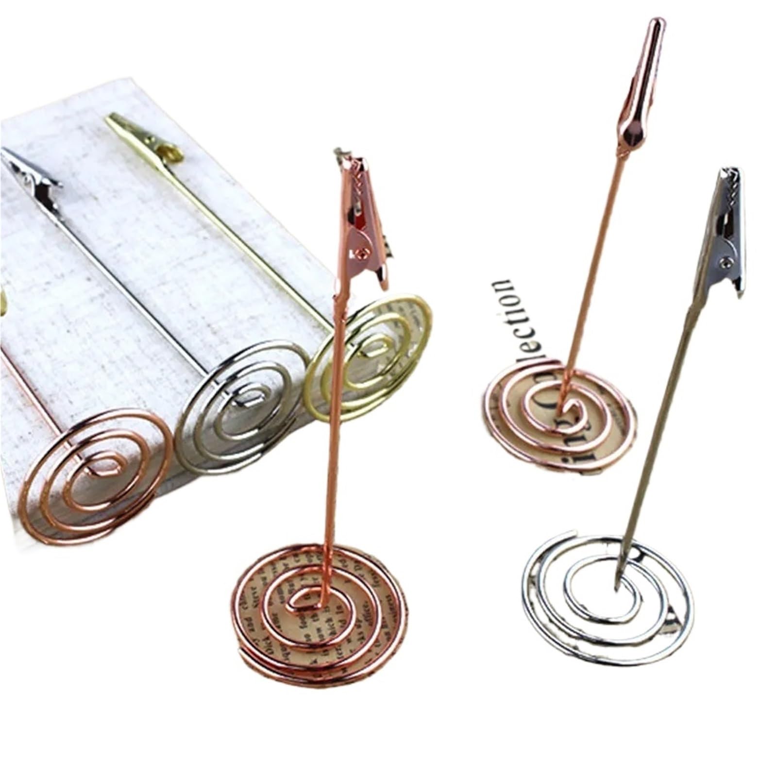 Lot de 20/50 supports de messages en acier inoxydable pour notes de bureau, menus, tables, étiquettes, bureau, fête de mariage