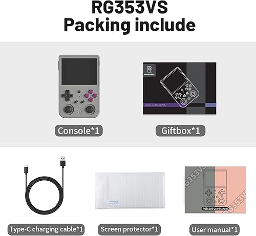 Miniatura 9 de RG353VS - Consola de juegos portátil de video retro, sistema Linux, pantalla IPS de 3.5 pulgadas, carga de tarjeta TF de 64G, 4450 juegos clásicos,
