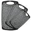 Plastic cutting board 3 pieces dishwasher safe cutting boards with juice grooves easy grip handle non slip with grinding area for grinding garlic and gingerdark grey xl  urban country home decor