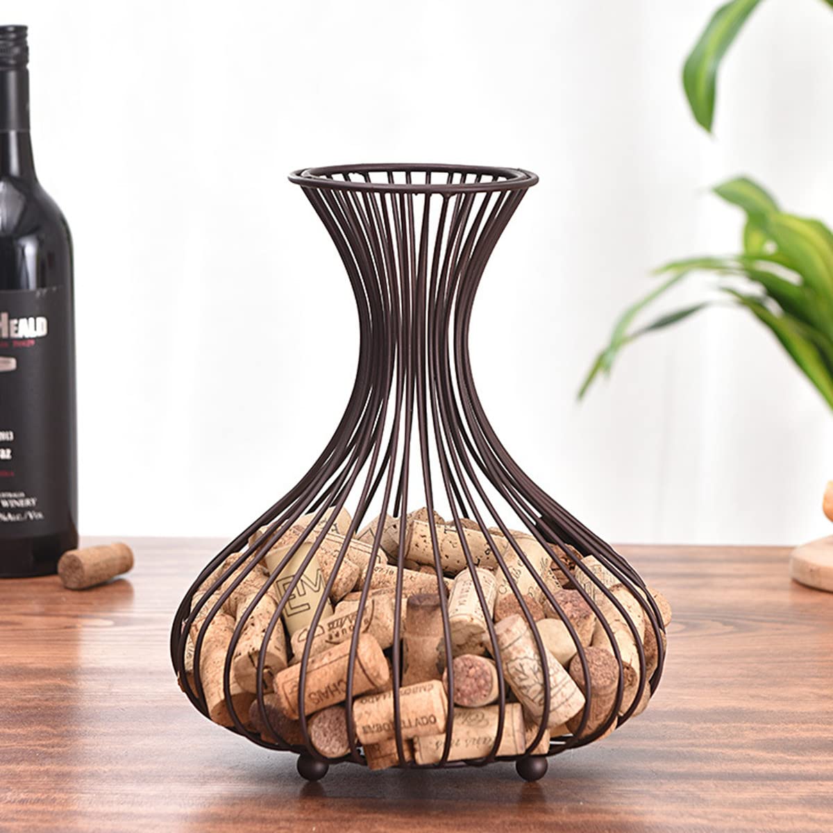 Fantasee - Supporto in sughero per vino, contenitore per tappo di vino, cestino portaoggetti per cucina, casa, amanti del vino (bronzo opaco)