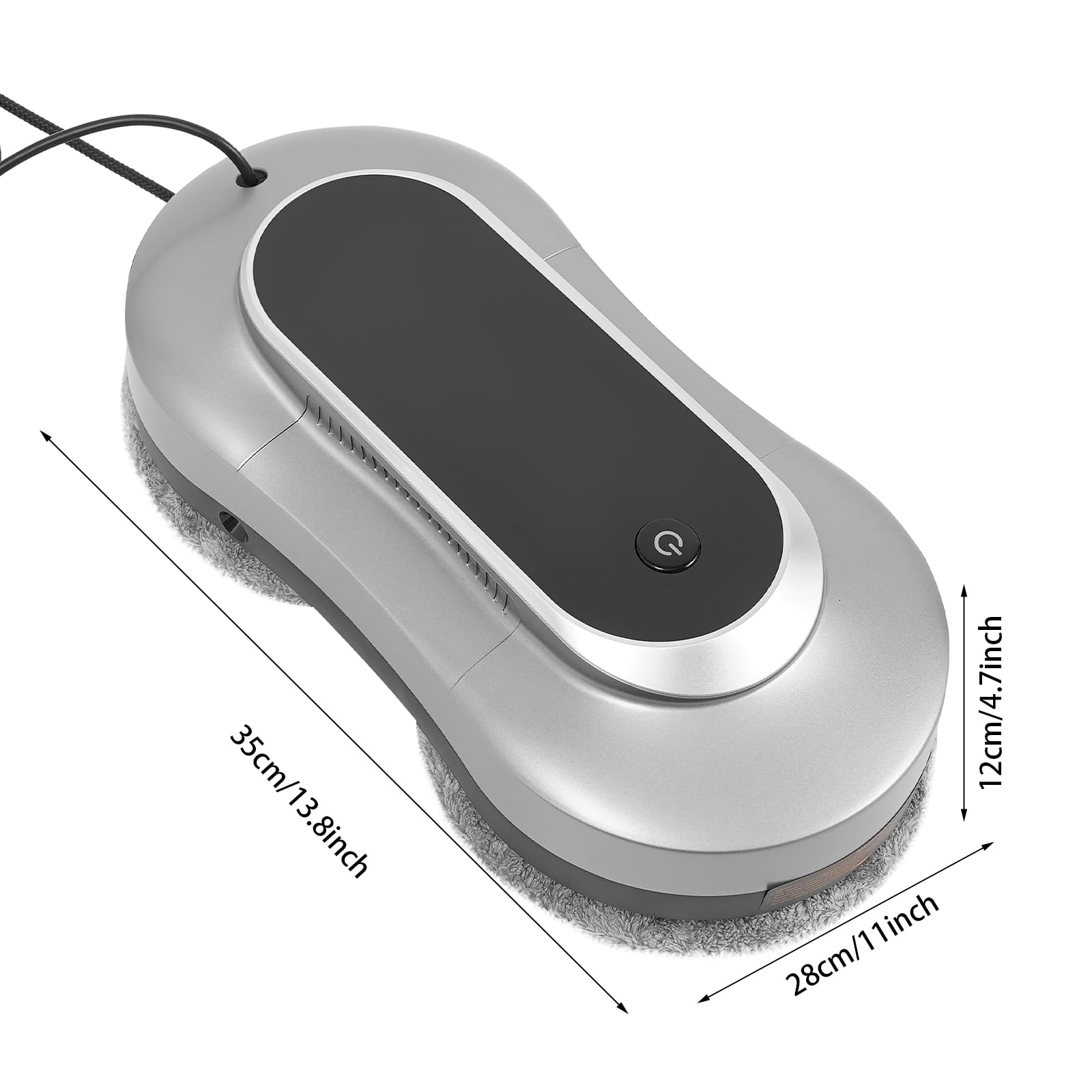 Robot limpiador de ventanas inteligente con potencia de succión de 2800 – 3200 pa y cuerda de seguridad, incluye mando a distancia y 10 almohadillas de limpieza, navegación automática para