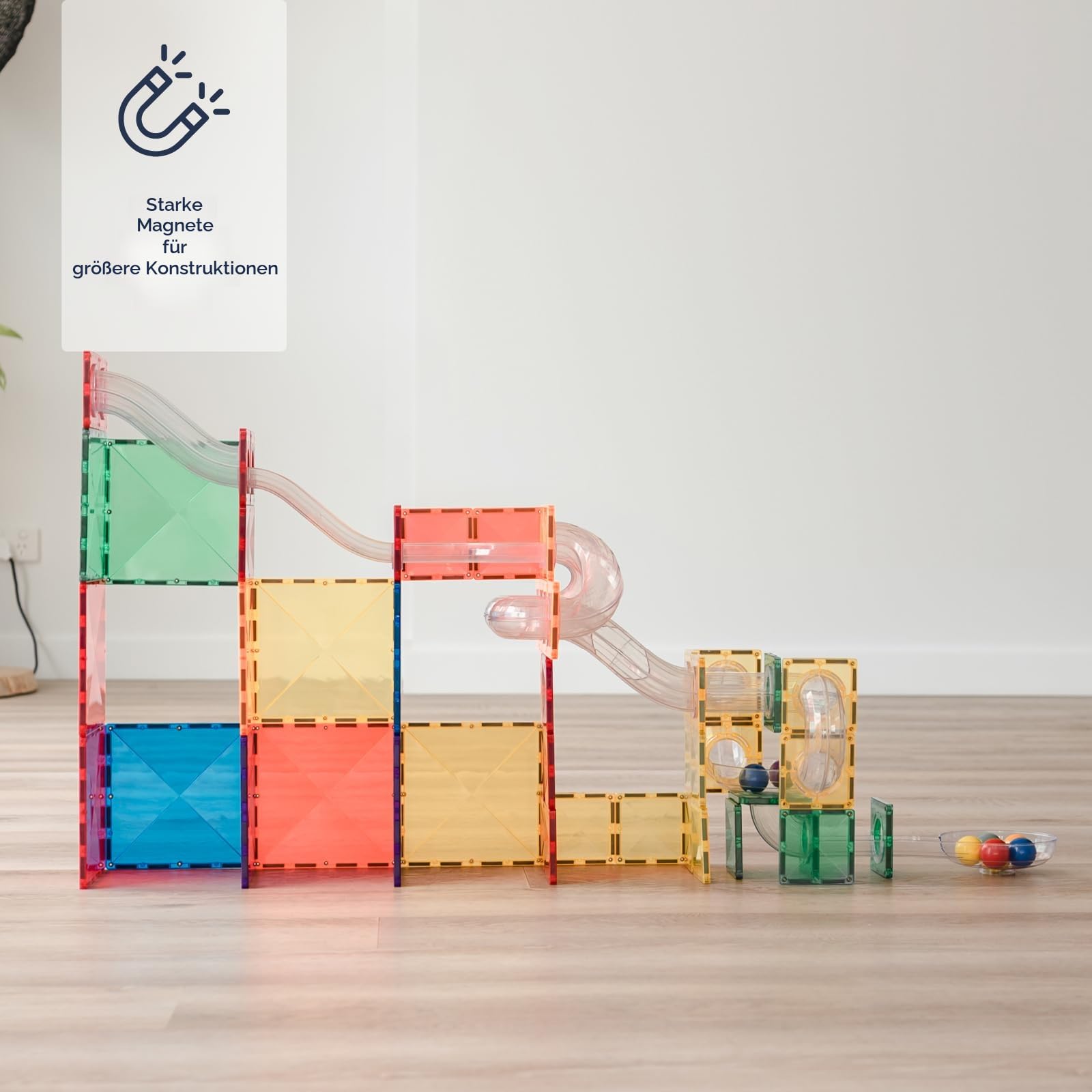 CONNETIX Magnetbausteine Regenbogen Ball Run Packen, 66 Stück