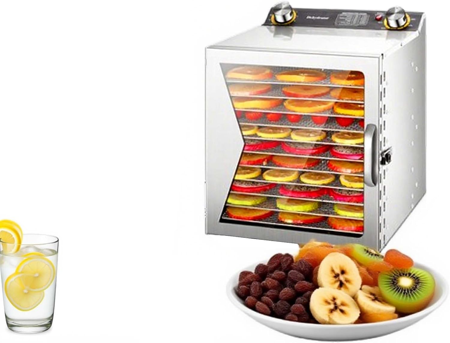 Dog Treat Dehydrator & Jerky Maker Machine Food Dehydrator with Adjustable Temp Control and Timer Stainless Steel Trays for Healthy, Homemade Pet Snacks & Human Food Easy to clean(12 Tray)