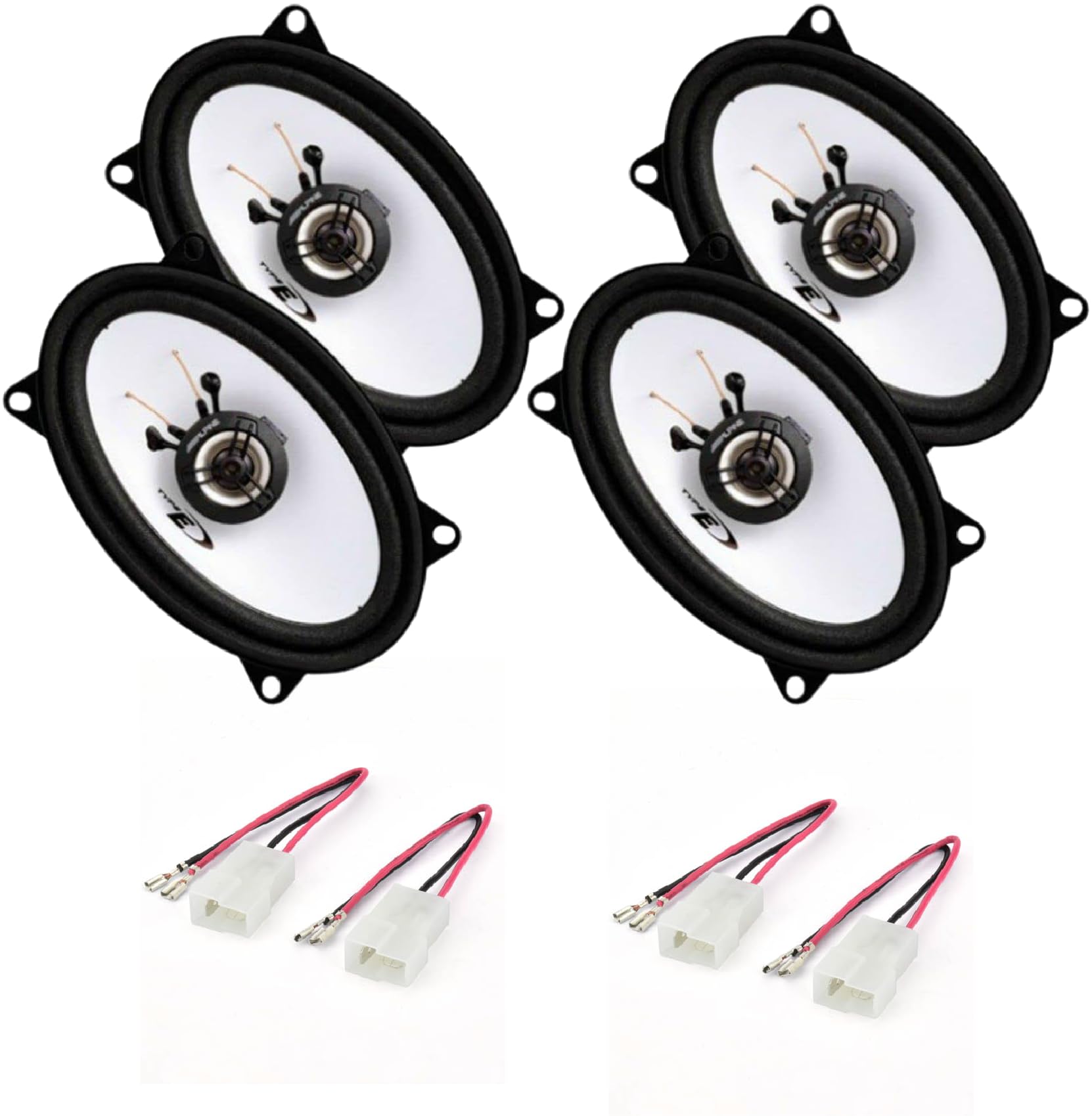 Kit de 4 altavoces coaxiales Alpine SXE-4625S 10 x 15 cm 300 W para Nissan Terrano II desde 1993 – 2004 + Conectores
