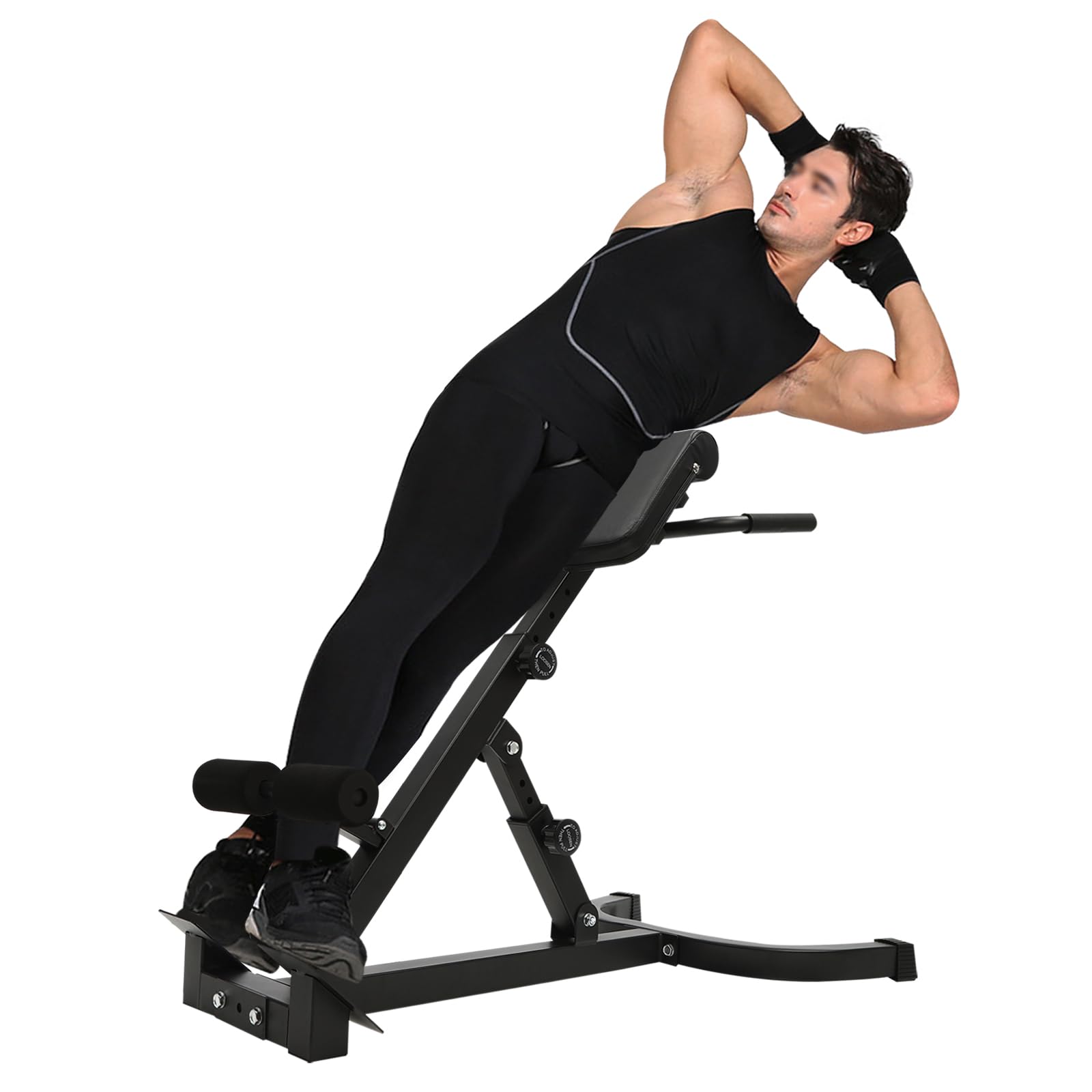 Roman Chair Hyperextension Bench, Foldable Fitness Machine Full Body Workout Hyper Back Extension for Home Gym Adjustable Waist Abdominal Back Machine