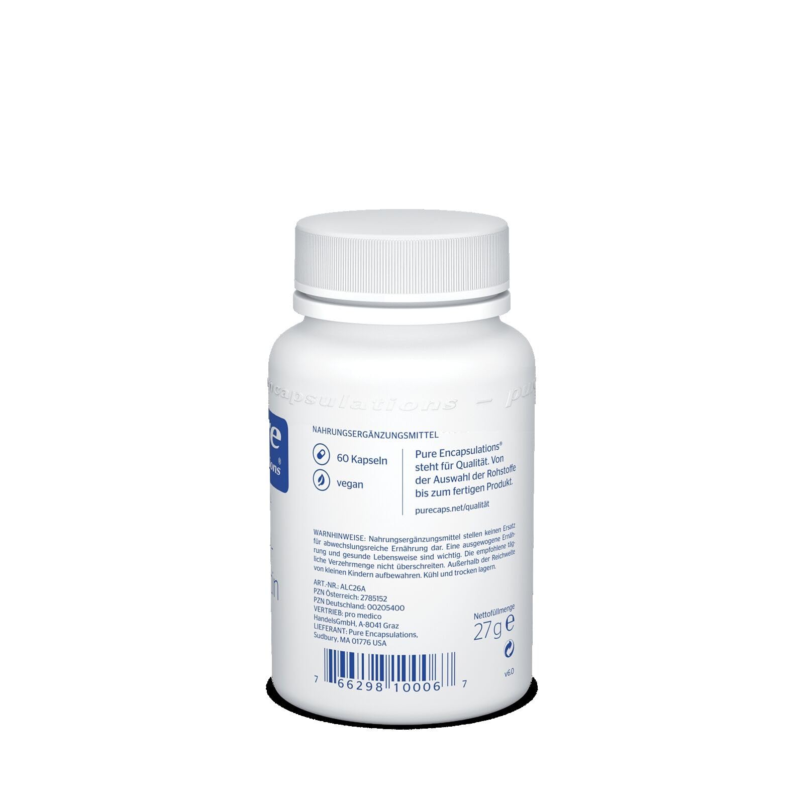 Pure Encapsulations - Acetyl L-Carnitin 250 mg– Acetylierte Form, Ohne Zusatzstoffe – 120 Kapseln