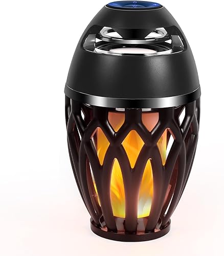 Altavoces Bluetooth para exteriores, altavoz inalámbrico con altavoz de llama LED, diseño impermeable IPx5, lámpara de llama LED Bluetooth 5.0 para