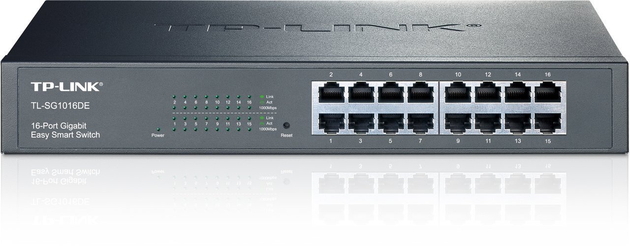 TP-LINK 16-Port Gigabit Easy Smart Switch/Manageable - 16 x RJ-45-10/100/1000Base-T - Desktop, Rack-mountable/TL-(Renewed).
