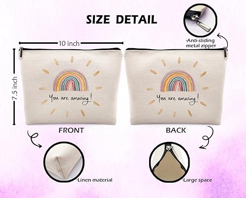 Miniatura 3 de You Are My Sunshine - Bolsa de maquillaje para cosméticos, cita inspiradora, maquillaje de lino para niña, Color-2