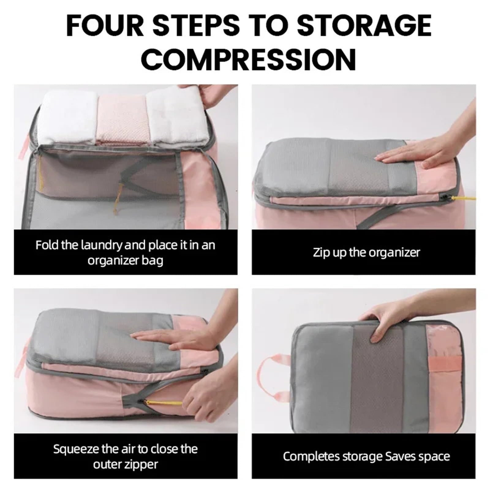 Bolsa organizadora de viaje compresión 3 piezas, plegable, impermeable, for guardar ropa interior, multifuncional, portátil Organizadores para maletas(Dark blue)