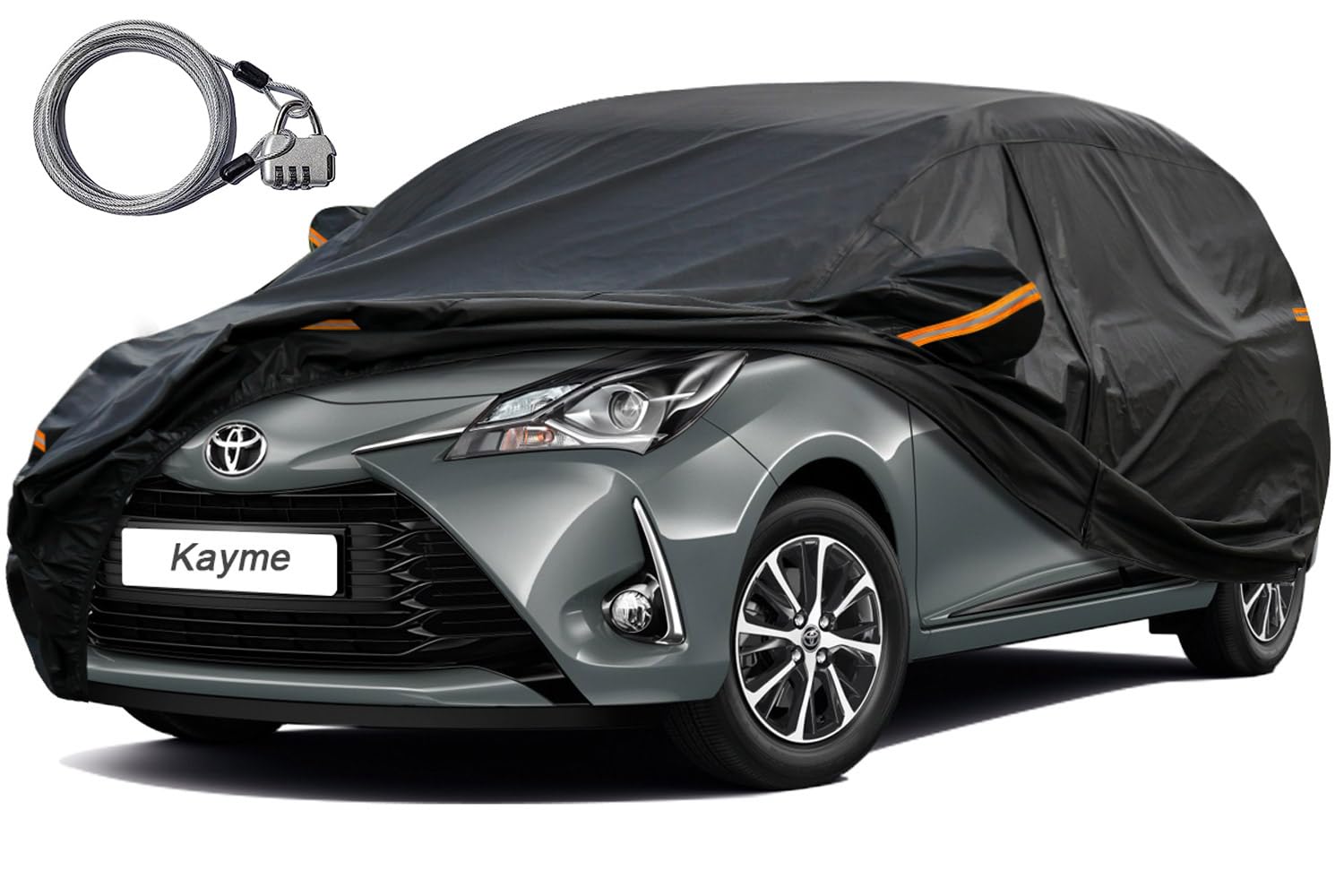 Kayme Hatchback Car Cover for Automobiles All Weather Waterproof, Outdoor Cover Sun Rain Protection, with Lock and Zipper Door,Universal Fit Audi A1,