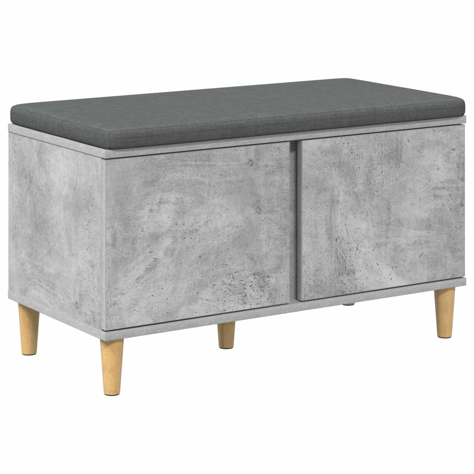 Ławka do przedpokoju z poduszką i schowkiem Beton szary 80 x 38 x 46 cm
