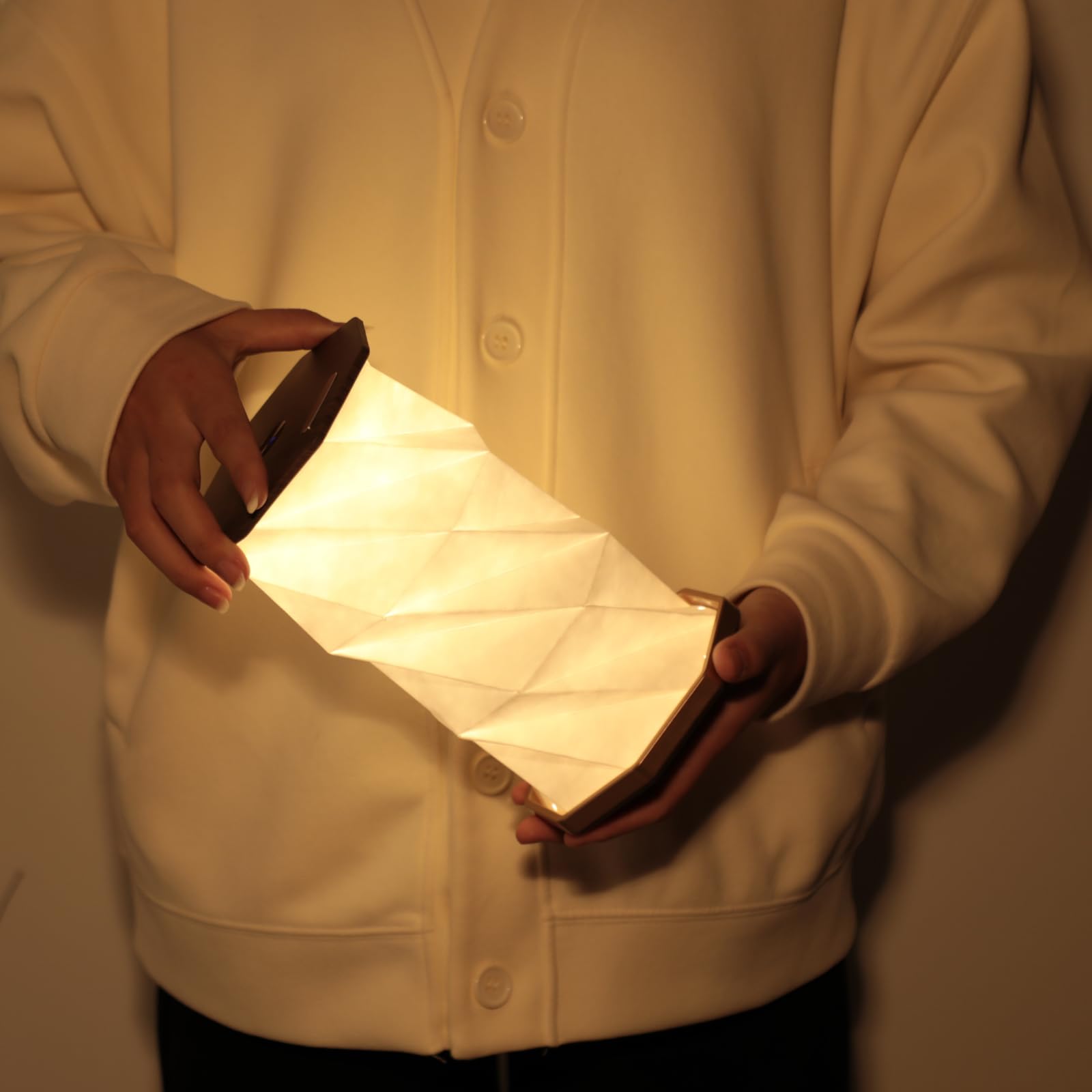 Gingko Design Twist Hexagon Lamp Black | Natural Wood LED Mood Light | Touch Control | Rechargeable & Portable - Image 2