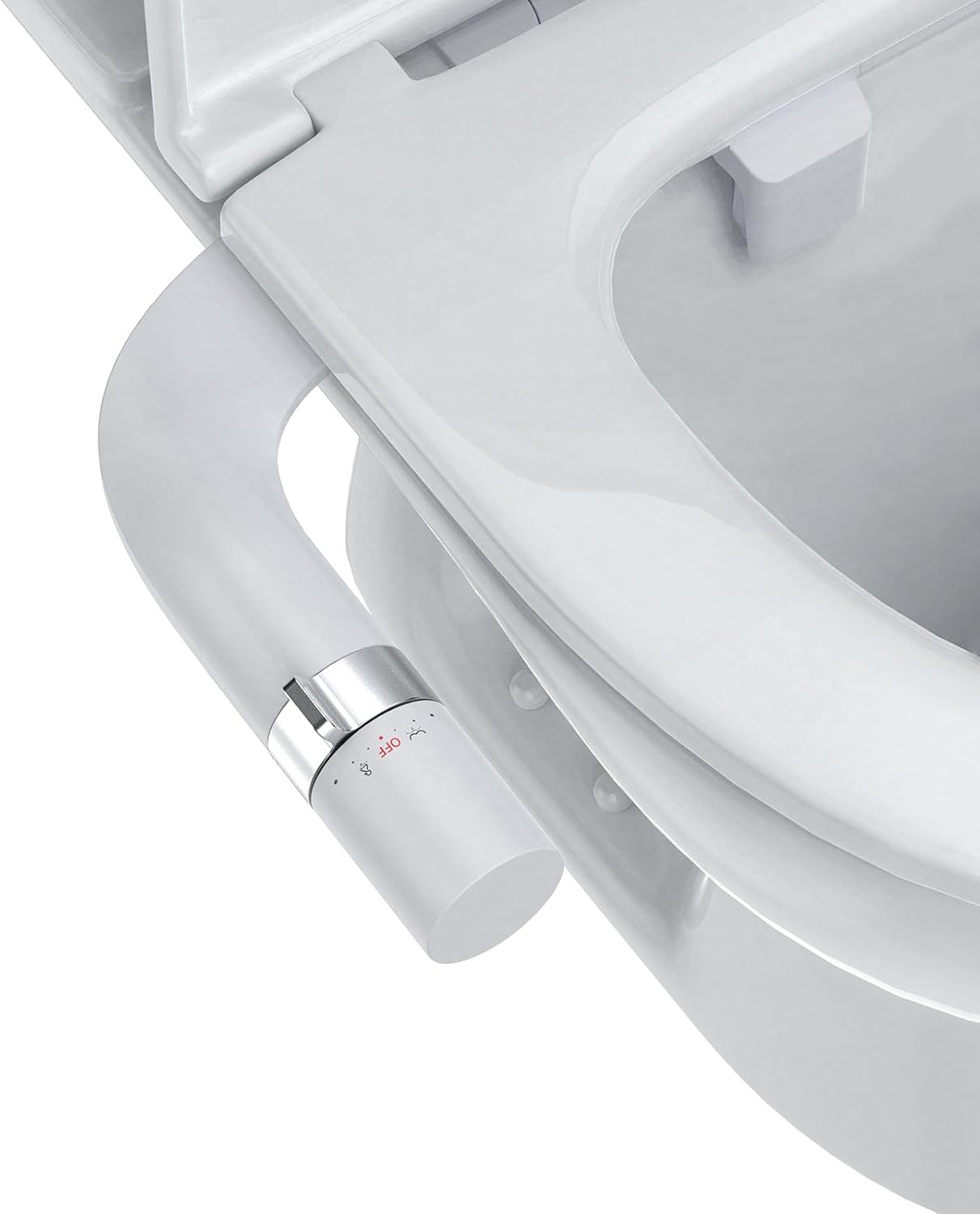 Bidet Attachment for Toilet Non-Electric Dual Nozzle Ultra-Slim Bidet Attachment with Chrome Water Pressure Dial, Toilet Bidet Attachment for Personal Hygiene Easy Installation