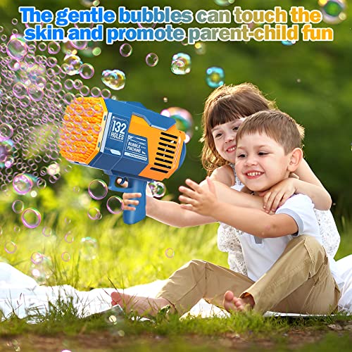 Bubble Gun, Upgraded 132-Hole Bubble Machine Gun With Color Light, Bazooka Bubble Machine, Suitable For Children Adults, Indoor And Outdoor Birthday Wedding Party Events #TOP4