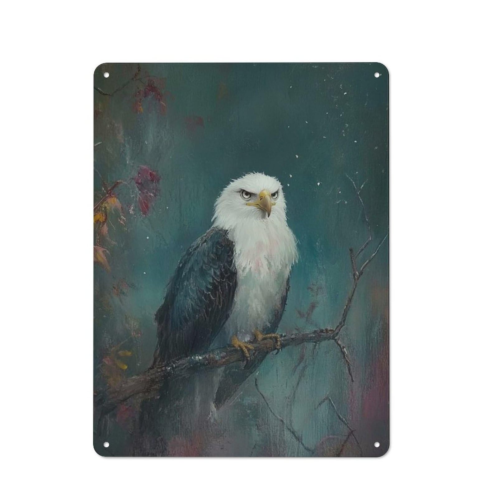 40x30cm Rustic Metal Sign with Majestic Bald Eagle for Home Office Or Studio, Gift for Studio Owners during The Christmas Season