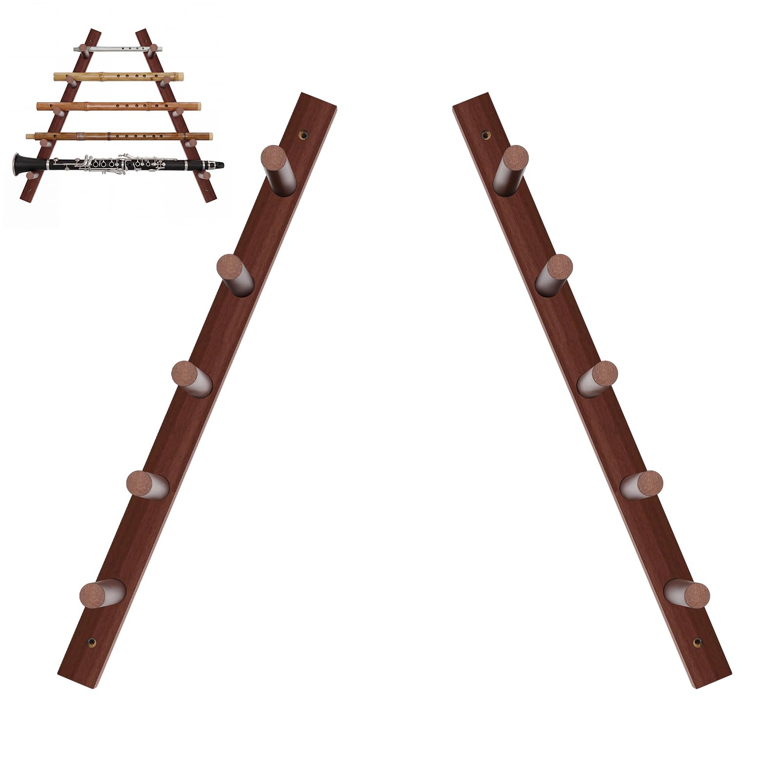 Sintuff Support mural pour flûte en bois pour 5 flûtes et piccolos, cadeau unique pour musiciens et collectionneurs