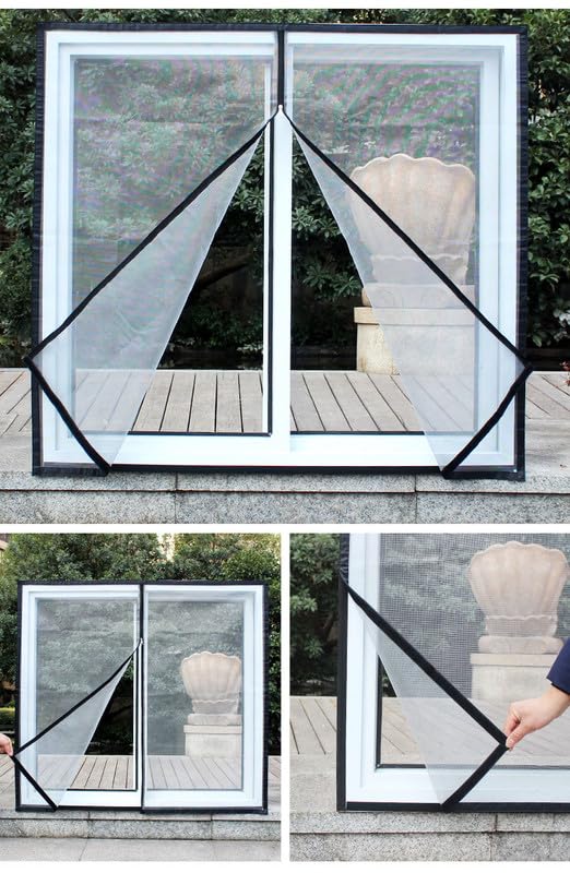 Image of Autarky Pre-Stitched | Zipper Mosquito Net for Window | Size Height 120cm x Width 120 cms | Color-Black | Durable Mesh Fiberglass Net for Windows & Insect Nets with Strong Self Adhesive Hook Tape