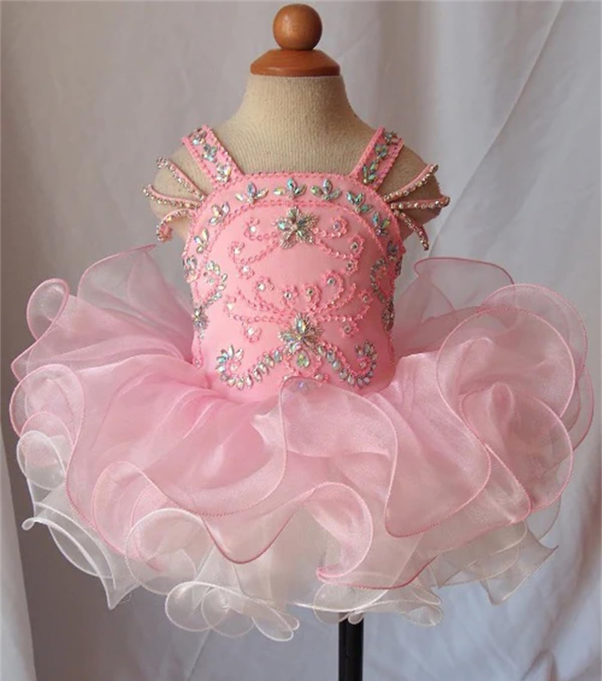 Toddler's Handmade Cupcake Pageant Dress Infant Girls Beaded Birthday Party Dress ST010 Fuchsia 05