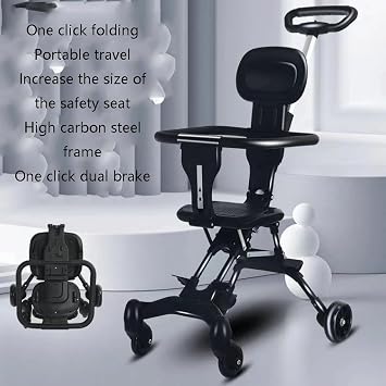 Baby Stroller Lightweight and Foldable Children's Handcart Two-way Baby Stroller for Outdoor Walking One Click Folding