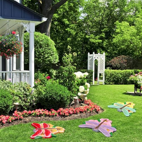image for Yalikop 3 Pcs Dragonfly Stepping Stones Resin 7-10inch Decorative Step