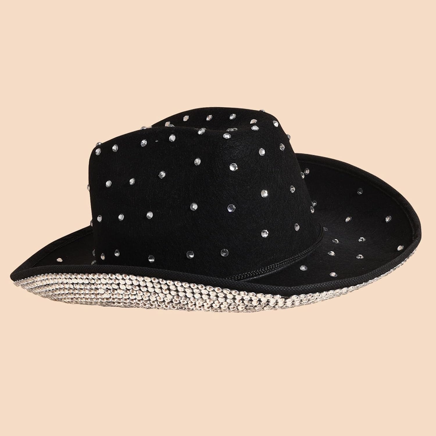 Pork Pie Hat Panama Crystal Brim Panama Hat for Music Festivals Glinting Rhinestones Brim Panama Hat
