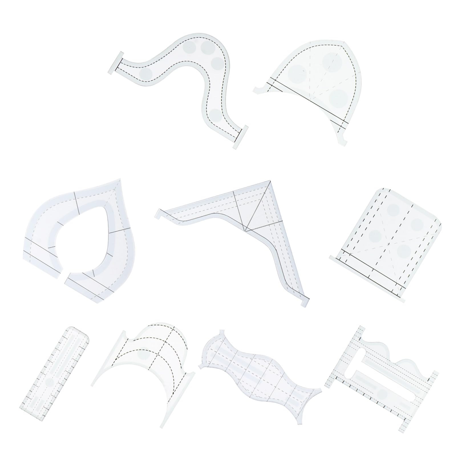 SHINEOFI 3 Set Di Righelli Per Patchwork Modelli Di Righelli Per Quilting in Acrilico Per Una Facile Creazione Di Modelli 9 Pezzi * 3