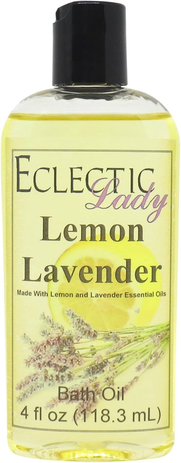 Lemon Lavender Bath Oil - Scented Body Oil - Relaxing & Moisturizing Bathing Oil - Fragrance Body Oil For Dry & Rough Sensitive Skin - 16 oz