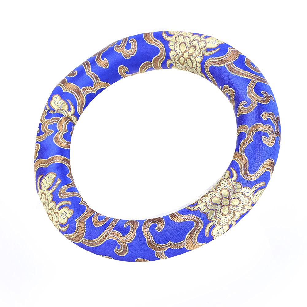 VGEBY Singing Bowl Cushion, 16cm/6.3in Singing Bowl Ring Pillow Silk Brocade Round Meditation Singing Bowl Cushion Ring for 7-10 Inch Diameter Singing Bowls (Blue)