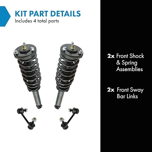 Miniatura 936 de TRQ Kit de suspensión delantera, conjunto de amortiguadores y resortes, barra estabilizadora, enlace estabilizador compatible con Chevrolet