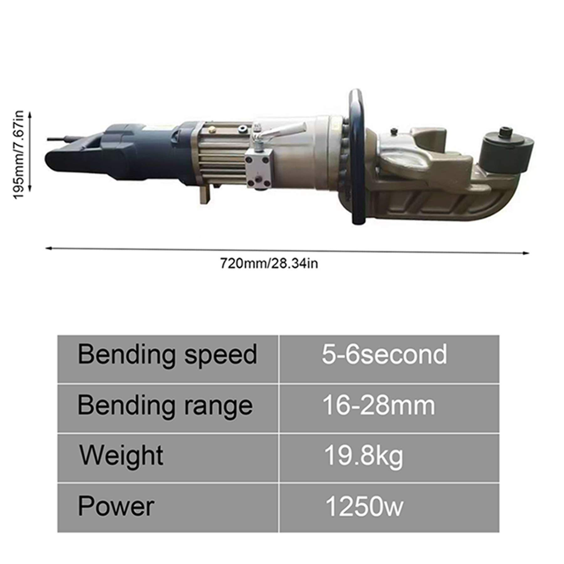 Barras De Refuerzo Eléctrico Bender, para Fast Doblado Barras De Refuerzo De Varillas De Hierro, Portátil Profesional Eléctrica Hidráulica De Acero Doblado, Doblez Diámetro, 16-28MM,HRB28