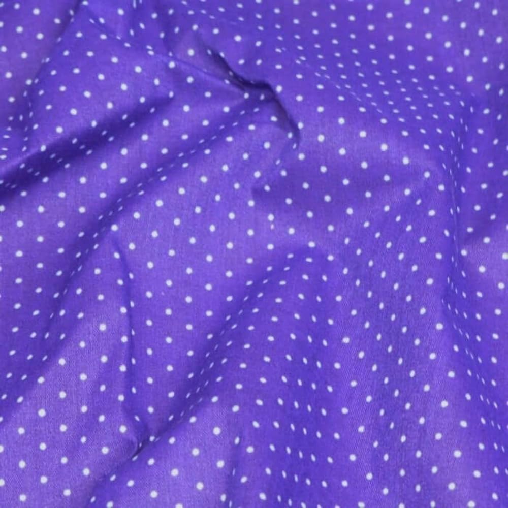 Polycotton Fabric Pin Spot Polka Dots Dotty Dress Craft Poly Cotton (Sold Per Metre) (Purple)