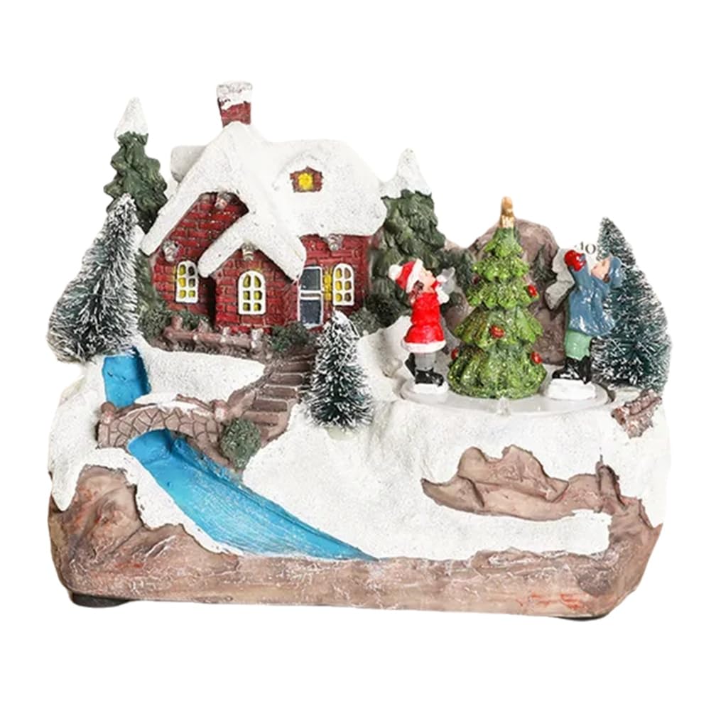 CTRLZS Christmas Rotating Music Statue Christmas Home Decoration Desktop Ornaments A