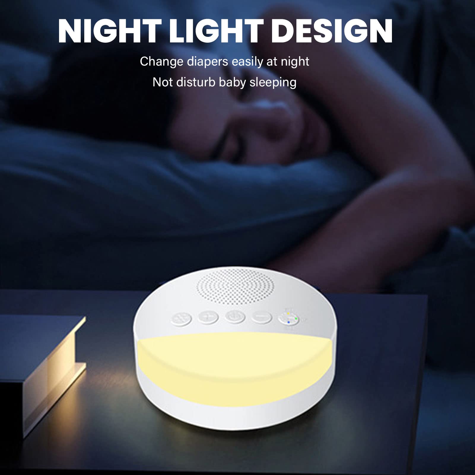 Macchina per il rumore bianco, dispositivo di rumore bianco 20 musica ricaricabile USB Baby Sleep Sound Machine con luce notturna