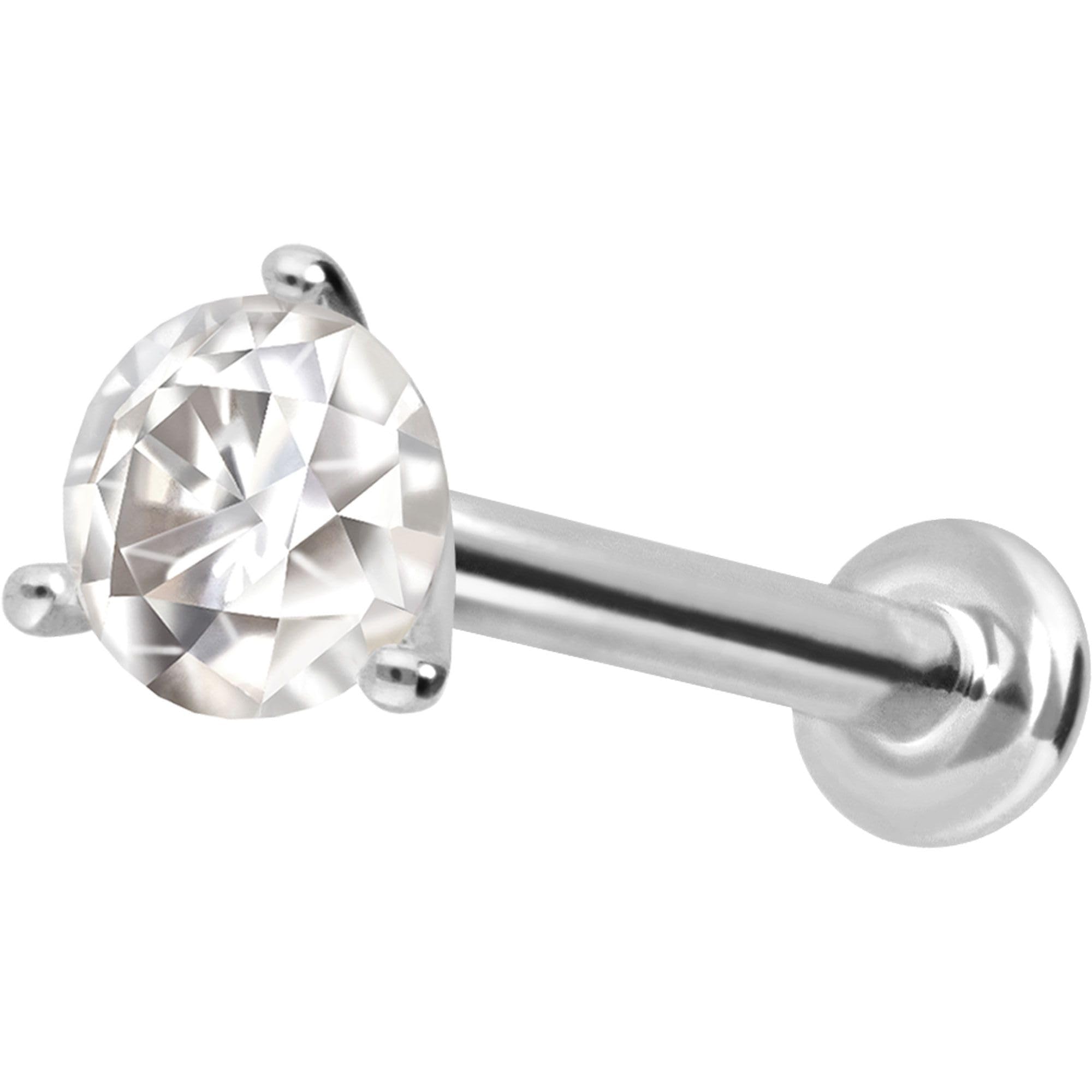PIERCINGLINE Piercing Stecker 14 Gold Labret mit Innengewinde MOISSANIT 585er Gold - Roségoldfarben, Goldfarben, Silberfarben