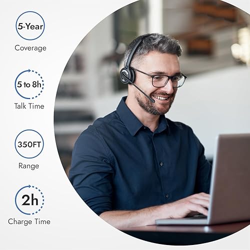 Miniatura 3 de Leitner LH370 Auriculares inalámbricos de oficina 3 en 1 con micrófono - Computadora, teléfono y teléfono celular - Garantía de 5 años - Oreja única