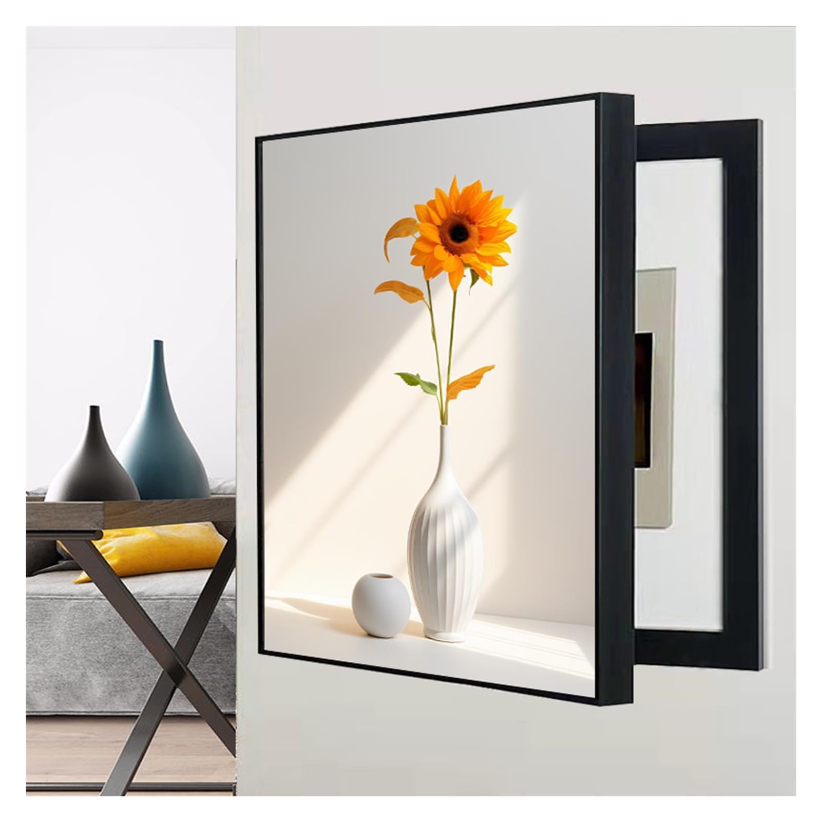 Electrical Panel Cover Decorative, Wall Mounted Hide Fuse Box Cover Cabinet for Living Room, Home, Office, Cafe, Hallway, Removable(C,50x70cm/19.6x27.5in)