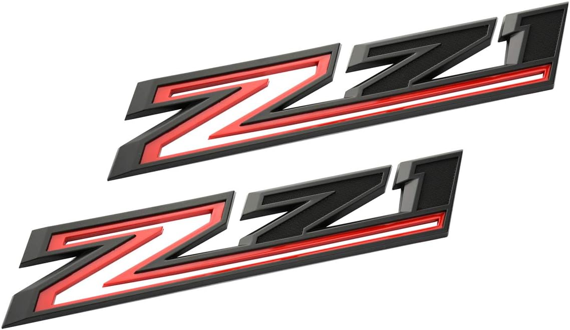 2pcs New Z71 Emblems Replacement for 2019-2021 Silverado 1500 2500 3500 Decal Badge 84632695 Nameplate OEM (Black Red)