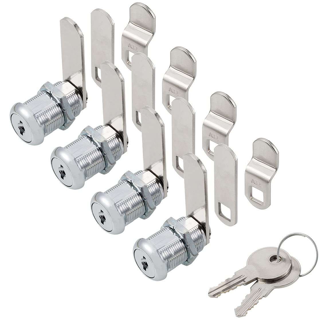 WOOCH Cabinet Cam Lock Secure Important Files and Drawers, 1" Cylinder, Fits on 3/4" Max Panel Thickness, Keyed Alike with 3 Cams 2 Keys, Chrome Finish, 4 Pack